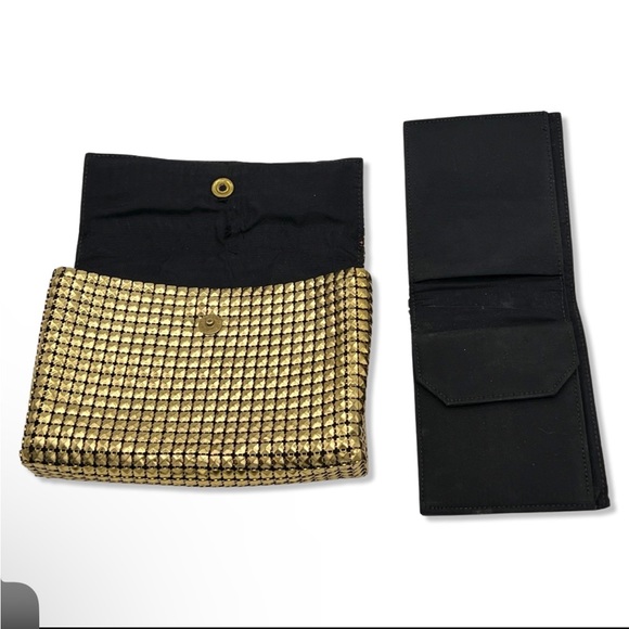 Fabulous 1950s gold metal link clutch with matching wallet in original box